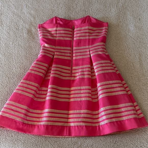 Lilly Pulitzer Strapless Pink and Gold Dress Size 4 - Picture 7 of 7